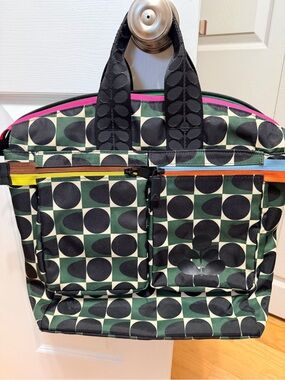 Black & Green Orla Kiely Backpack Stylish